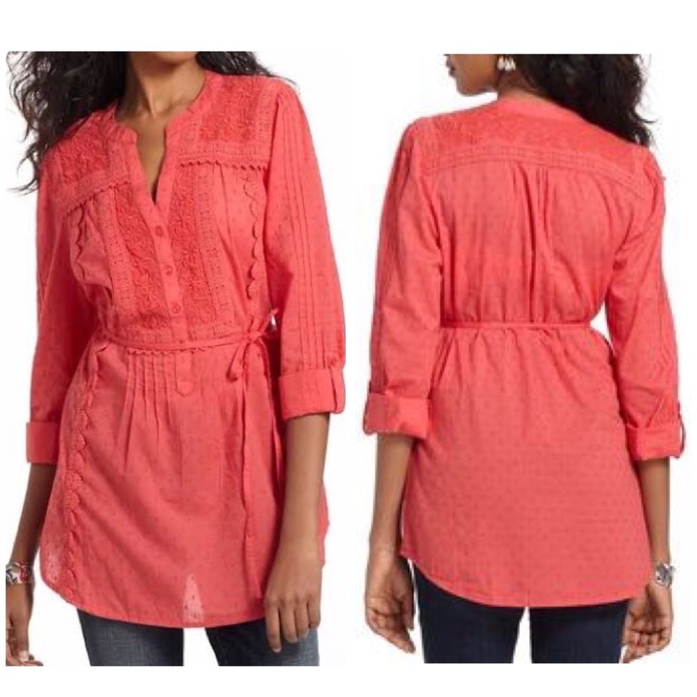 Anthropologie Leifnotes Swiss Dot Tunic coral 2
